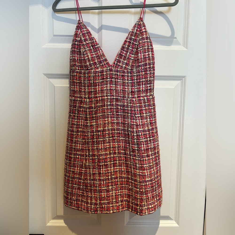 Alice + Olivia Pink Tweed Mini Dress